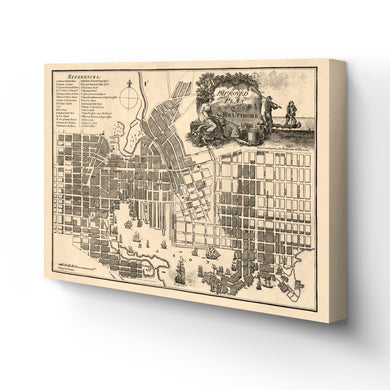 Digitally Restored and Enhanced 1804 Baltimore Map Canvas Art - Canvas Wrap Vintage Baltimore City Wall Art - History Map of Baltimore Maryland Poster