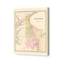 Load image into Gallery viewer, Digitally Restored and Enhanced 1838 Delaware Map Canvas Art - Canvas Wrap Vintage Delaware Wall Art - History Map of Delaware Poster - Old Delaware State Map Showing Minor Civil Division
