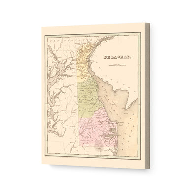 Digitally Restored and Enhanced 1838 Delaware Map Canvas Art - Canvas Wrap Vintage Delaware Wall Art - History Map of Delaware Poster - Old Delaware State Map Showing Minor Civil Division