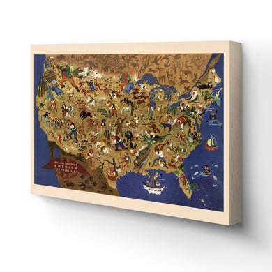 Digitally Restored and Enhanced 1946 United States Map Canvas - Canvas Wrap Vintage USA Map Poster - Old Map of the United States - Historic Map of USA - Map of United States Wall Art & Its Folklore