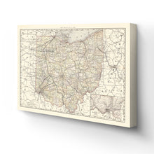 Load image into Gallery viewer, Digitally Restored and Enhanced 1894 Ohio Map Canvas Art - Canvas Wrap Vintage Ohio State Wall Art - History Map of Ohio State - Old Ohio Map Poster
