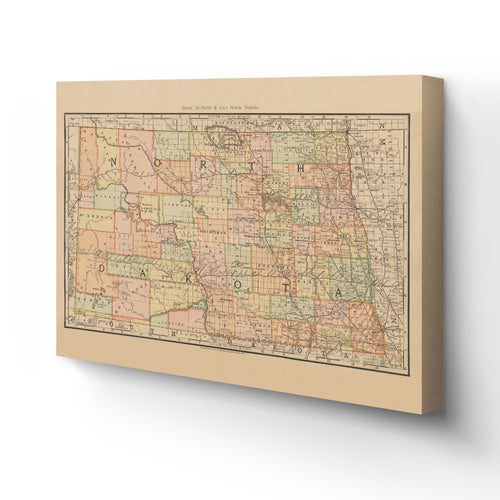 Digitally Restored and Enhanced 1892 North Dakota Map Canvas Art - Canvas Wrap Vintage Bismarck North Dakota Map Poster - Old North Dakota State Map - History Map of North Dakota Wall Art