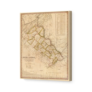 Digitally Restored and Enhanced 1831 Bucks County Map Canvas Art - Canvas Wrap Vintage Bucks County Pennsylvania - Old Bucks County Pennsylvania Map - Historic Bucks County PA Wall Art Poster