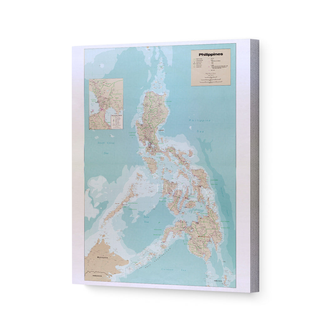 Digitally Restored and Enhanced 1990 Philippines Map Canvas Art - Canvas Wrap Vintage Philippines Map Poster - Old Map of the Philippines Wall Art - Historic Philippines Wall Map Print