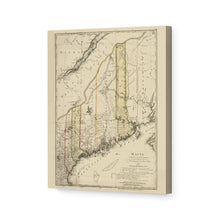 Load image into Gallery viewer, Digitally Restored and Enhanced 1798 Maine Map Canvas Art - Canvas Wrap Vintage Map of Maine Poster - Old Maine Wall Art - Restored State of Maine Map Poster Showing Counties &amp; Civil Subdivisions
