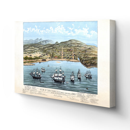 Digitally Restored and Enhanced 1884 Map of San Francisco Canvas Wall Art - Canvas Wrap Vintage San Francisco Map Print - Old San Francisco Poster - View of San Francisco Wall Art Formerly Yerba Buena