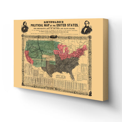 Digitally Restored and Enhanced 1856 United States Map Canvas Art - Canvas Wrap Vintage USA Map Poster Print - Old United States Wall Map - Historic Political Map of United States Wall Art