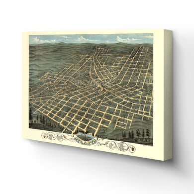 Digitally Restored and Enhanced 1871 Atlanta Georgia Map Canvas - Canvas Wrap Vintage Atlanta Poster - History Map of Atlanta Georgia - Old City of Atlanta Wall Art - Bird's Eye View Map of Atlanta GA