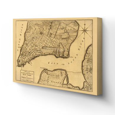 Digitally Restored and Enhanced 1776 New York Canvas Map - Canvas Wrap Vintage New York Map - Old New York Wall Art - Historic Wall Map of New York City Poster - Plan of New York City Map & Environs