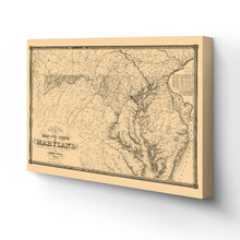 Load image into Gallery viewer, Digitally Restored and Enhanced 1841 Maryland Map Canvas Art - Canvas Wrap Vintage Map of Maryland Poster - Old Maryland State Map Print - Restored Maryland Wall Art - Historic Maryland Map Poster
