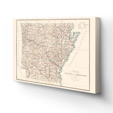 Load image into Gallery viewer, Digitally Restored and Enhanced 1886 Arkansas Map Canvas - Canvas Wrap Vintage Map of Arkansas Wall Art - Old Arkansas State Map - Historic AR Map Poster - Arkansas Map Art from General Land Office
