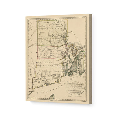 Digitally Restored and Enhanced 1797 Rhode Island Map Canvas Art - Canvas Wrap Vintage Map of Rhode Island Print - Old Rhode Island Poster - Restored State of Rhode Island Wall Art - Historic RI Map