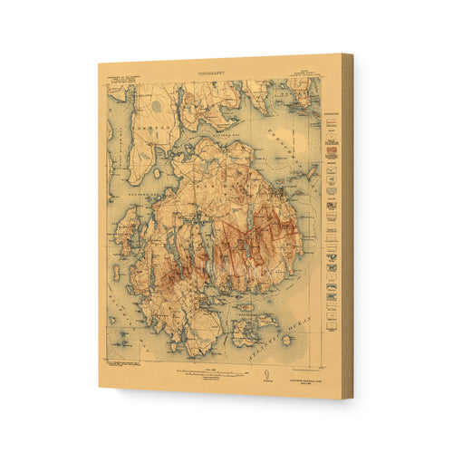 Digitally Restored and Enhanced 1922 Acadia National Park Maine Map Canvas Art - Canvas Wrap Vintage Map of Maine Wall Art - Historic Map of Acadia National Park - Restored Maine Poster