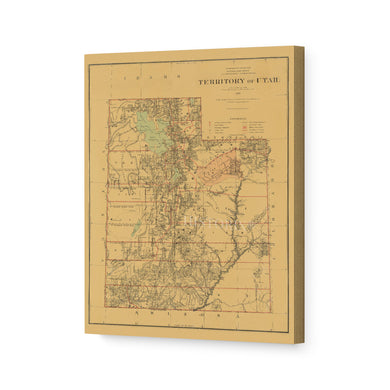 Digitally Restored and Enhanced 1879 Utah Map Canvas Art - Canvas Wrap Vintage Map of Utah Poster - Old Utah Wall Map - Restored Utah Map Poster - Historic Utah State Map - Territory of Utah Wall Art