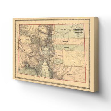 Digitally Restored and Enhanced 1862 Colorado Territory Map Canvas Art - Canvas Wrap Vintage Colorado Map Poster - History Map of Colorado Wall Art