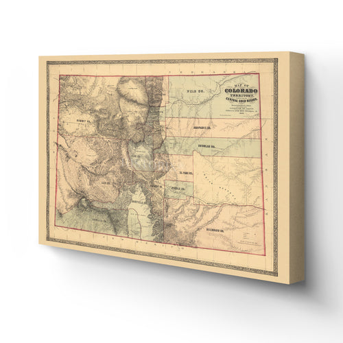 Digitally Restored and Enhanced 1862 Colorado Territory Map Canvas Art - Canvas Wrap Vintage Colorado Map Poster - History Map of Colorado Wall Art