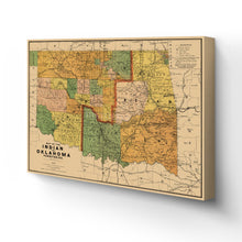 Load image into Gallery viewer, Digitally Restored and Enhanced 1892 Indian &amp; Oklahoma Territory Map Canvas Art - Canvas Wrap Vintage Oklahoma Map Poster - Old Oklahoma Wall Art - Indian Territory Map &amp; Oklahoma State Poster Map
