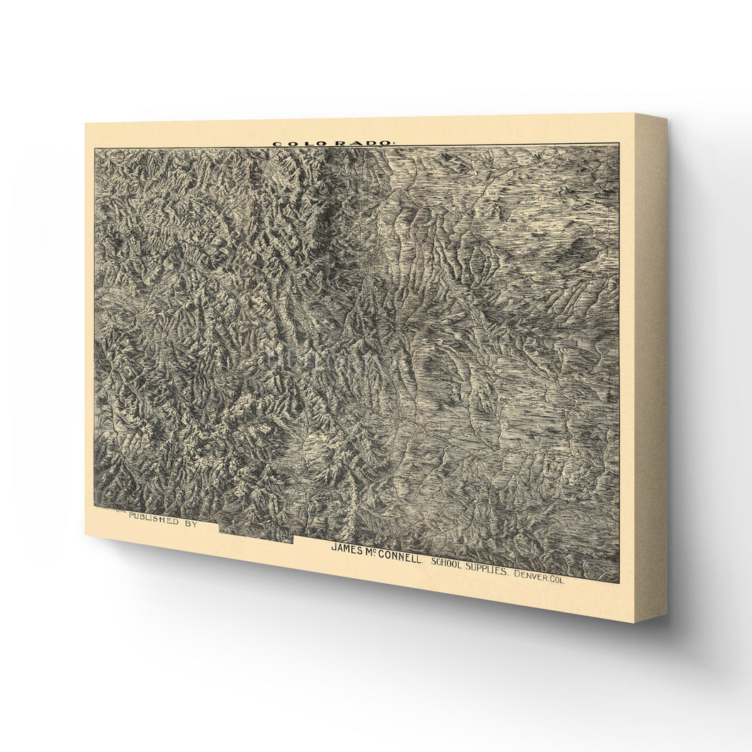 1894 Colorado Map Canvas Art - 18x24x1.5 Inch Canvas Wrap Vintage Colorado Map Poster - Old State Map of Colorado Wall Art - Restored Colorado Poster - History Map of Colorado State