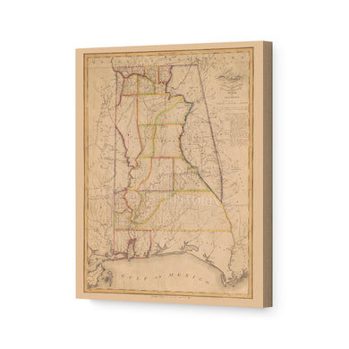 Digitally Restored and Enhanced 1819 Alabama Map Canvas - Canvas Wrap Vintage Alabama Map - Old Alabama Poster Print - History Map of Alabama Wall Art