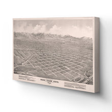 Load image into Gallery viewer, Digitally Restored and Enhanced 1875 Utah Map Canvas - Canvas Wrap Vintage Salt Lake City Map - Old Utah Wall Art - Historic Utah Poster - Restored Bird&#39;s Eye View of Salt Lake City Utah Wall Map

