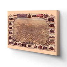 Load image into Gallery viewer, Digitally Restored and Enhanced 1901 San Jose California Map Canvas - Canvas Wrap Vintage San Jose Wall Art - Old San Jose Poster - History Map of San Jose CA - Bird&#39;s Eye View of San Jose CA Map
