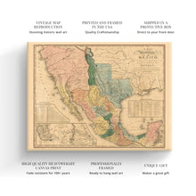 Load image into Gallery viewer, Digitally Restored and Enhanced 1846 Mexico Map Canvas - Canvas Wrap Vintage Mexico Wall Art - History Map of Mexico Poster - Old Map of Mexico States - Historic United States of Mexico Map Poster
