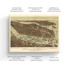 Load image into Gallery viewer, Digitally Restored and Enhanced - 1892 New York and Brooklyn Map Canvas - Canvas Wrap Vintage New York City Wall Art - Restored NYC Map - Old Map of New York &amp; Brooklyn Poster - Historic NYC Wall Poster
