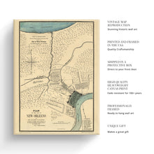 Cargar imagen en el visor de la galería, Digitally Restored and Enhanced 1875 New Orleans Map Canvas Art - Canvas Wrap Vintage Map of New Orleans Wall Art - Old Map Of New Orleans Poster -  Plan of the City of New Orleans Wall Map

