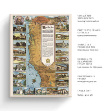 Load image into Gallery viewer, Digitally Restored and Enhanced 1949 California Map Canvas - Canvas Wrap Vintage Map of California Missions - Old California Wall Art - Historic California Wall Map - Restored California Missions Map
