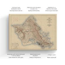 Load image into Gallery viewer, Digitally Restored and Enhanced 1938 Oahu Hawaii Map Canvas - Canvas Wrap Vintage Oahu Wall Art - Old Map of Oahu Hawaii Poster - Historic Topographic Map of Oahu Poster - City &amp; County of Honolulu HI

