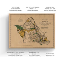 Load image into Gallery viewer, Digitally Restored and Enhanced 1881 Oahu Hawaii Map Canvas Art - Canvas Wrap Vintage Map of Oahu Poster - Historic Hawaiian Map Poster - Old Oahu Wall Art - Restored Oahu Hawaiian Islands Map
