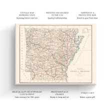 Cargar imagen en el visor de la galería, Digitally Restored and Enhanced 1886 Arkansas Map Canvas - Canvas Wrap Vintage Map of Arkansas Wall Art - Old Arkansas State Map - Historic AR Map Poster - Arkansas Map Art from General Land Office
