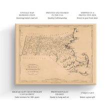 Load image into Gallery viewer, Digitally Restored and Enhanced 1796 Massachusetts Map Canvas - Canvas Wrap Vintage Massachusetts Wall Art - Old Map of Massachusetts State - Massachusetts Poster - Historic Massachusetts State Map
