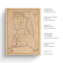 Load image into Gallery viewer, Digitally Restored and Enhanced 1819 Alabama Map Canvas - Canvas Wrap Vintage Alabama Map - Old Alabama Poster Print - History Map of Alabama Wall Art
