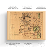 Cargar imagen en el visor de la galería, Digitally Restored and Enhanced 1876 Arizona Map Canvas - Canvas Wrap Vintage Arizona Map - Old Arizona Wall Art - History Map of Arizona Territory
