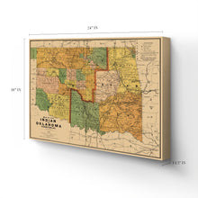 Load image into Gallery viewer, Digitally Restored and Enhanced 1892 Indian &amp; Oklahoma Territory Map Canvas Art - Canvas Wrap Vintage Oklahoma Map Poster - Old Oklahoma Wall Art - Indian Territory Map &amp; Oklahoma State Poster Map
