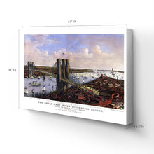 Load image into Gallery viewer, Digitally Restored and Enhanced 1885 New York Brooklyn Map - Canvas Wrap Vintage New York City - Old Brooklyn Bridge Map- Great East River Suspension Bridge New York &amp; Brooklyn Wall Art Poster
