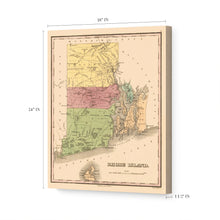 Load image into Gallery viewer, Digitally Restored and Enhanced 1829 Rhode Island State Map Canvas Art - Canvas Wrap Vintage Rhode Island Wall Art - Old Rhode Island Poster - Historic RI Map - Restored Map of Rhode Island Print
