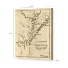 Cargar imagen en el visor de la galería, Digitally Restored and Enhanced 1781 Cape Fear River Map Canvas Art - Canvas Wrap Vintage North Carolina Wall Art - Historic Map of NC Poster - Old NC Map Poster - Restored Map of Cape Fear River

