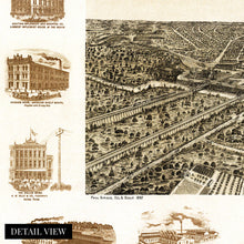 Cargar imagen en el visor de la galería, Digitally Restored and Enhanced 1892 Dallas Texas Map Canvas - Canvas Wrap Vintage Dallas Map - Old Dallas Wall Art - History Map of Dallas Texas Poster - Bird&#39;s Eye View of Dallas City TX Map
