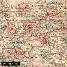 Load image into Gallery viewer, Digitally Restored and Enhanced 1851 Ohio Map Canvas Art - Canvas Wrap Vintage Ohio State Wall Art - Historic Ohio Map Poster - Old Map of Ohio Poster - Township Map of the State of Ohio Wall Map
