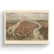 Load image into Gallery viewer, Digitally Restored and Enhanced 1865 Map of New York Canvas - Canvas Wrap Vintage New York Map - Old New York Wall Art - Historic Wall Map of New York City Poster - Bird&#39;s Eye View New York &amp; Environs
