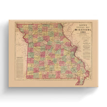 Load image into Gallery viewer, Digitally Restored and Enhanced 1861 Missouri Map Canvas Art - Canvas Wrap Vintage Missouri Map Poster - Historic MO Map - Old Missouri Wall Art - Missouri State Map - Official Wall Map of Missouri
