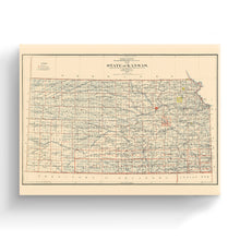 Load image into Gallery viewer, Digitally Restored and Enhanced 1898 Kansas Map Canvas Art - Canvas Wrap Vintage Kansas Poster - Old Map of Kansas Wall Art - Restored State of Kansas Map Poster - Historic Kansas Wall Map Print
