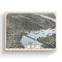 Load image into Gallery viewer, Digitally Restored and Enhanced 1893 Jacksonville Florida Map Canvas - Canvas Wrap Vintage Jacksonville Wall Art - Old Map of Jacksonville Florida - Bird&#39;s Eye View History Map of Jacksonville FL
