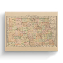 Cargar imagen en el visor de la galería, Digitally Restored and Enhanced 1892 North Dakota Map Canvas Art - Canvas Wrap Vintage Bismarck North Dakota Map Poster - Old North Dakota State Map - History Map of North Dakota Wall Art

