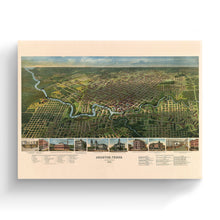 Cargar imagen en el visor de la galería, Digitally Restored and Enhanced 1891 Houston Map Canvas Art - Canvas Wrap Vintage Houston City Map - History Map of Houston TX - Old Houston Wall Art - Bird&#39;s Eye View of Houston Texas Map
