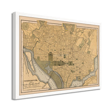 Load image into Gallery viewer, Digitally Restored and Enhanced 1897 Map of Washington DC - Framed Vintage Washington DC Map - Historic Washington DC Map Print - Restored Wall Map of Washington DC Wall Art Poster
