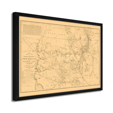 Digitally Restored and Enhanced 1867 New Mexico State Map - Framed Vintage New Mexico Map Poster - Old New Mexico Wall Map - Territory & Military Department of New Mexico Wall Art 