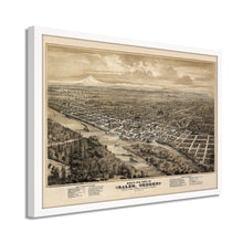Load image into Gallery viewer, Digitally Restored and Enhanced 1876 Salem Oregon Map - Framed Vintage Oregon Poster Wall Art - Old State of Oregon Map - Bird&#39;s Eye View of Salem Oregon From The West Looking East
